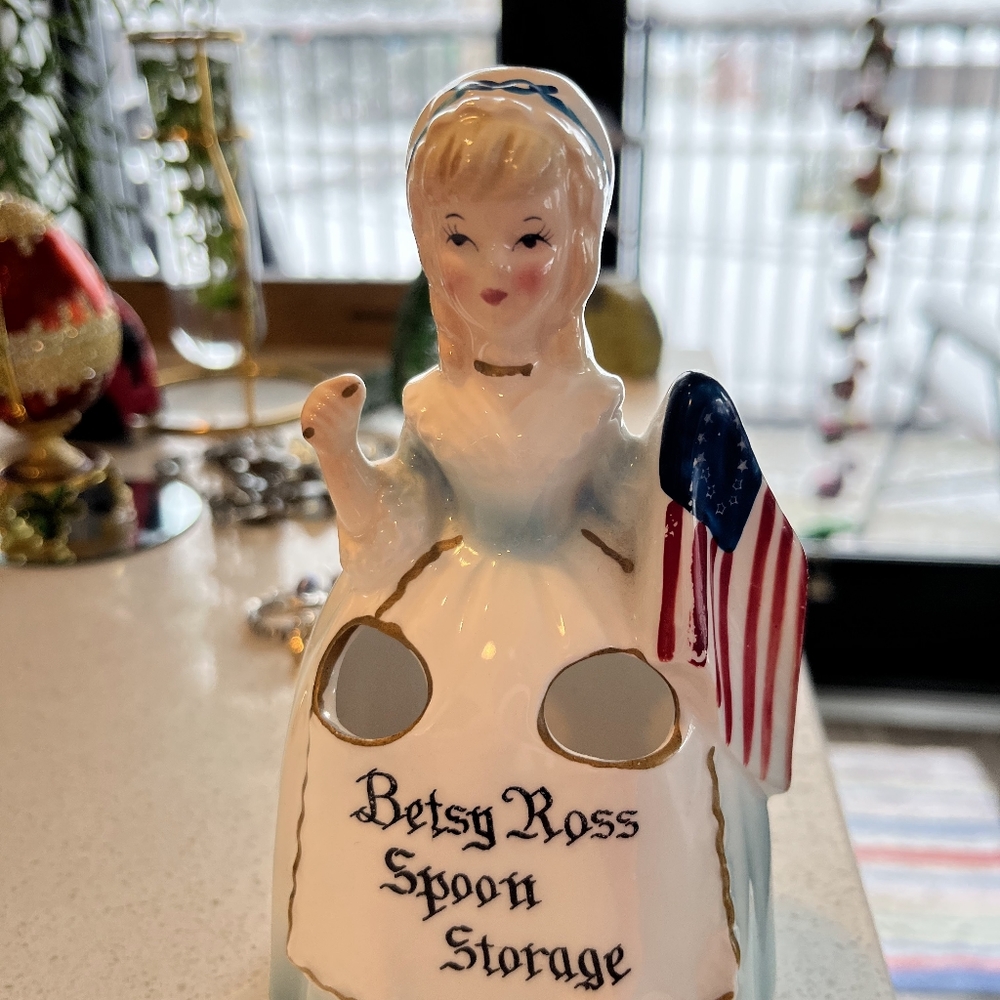 Vintage Ceramic Betsy Ross Spoon Holder made by Enesco